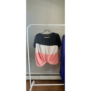 Front Knot Color Block T-Shirt